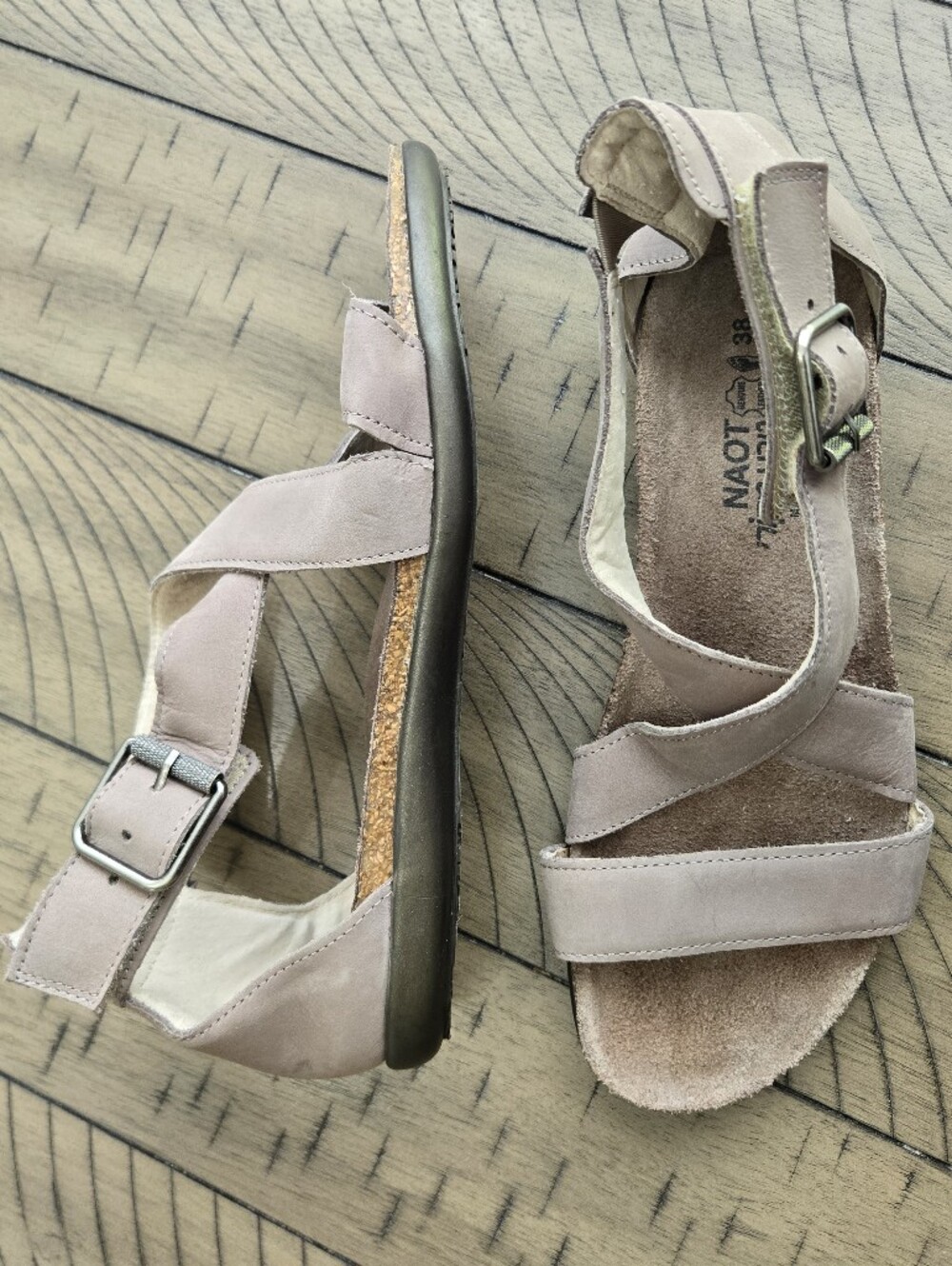 Naot Taupe Strappy Leather Sandals